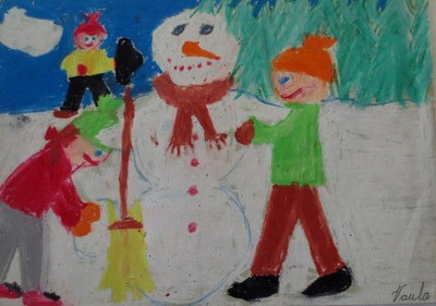 Vaula Norrena lapsuuden piirustus lumiukko
